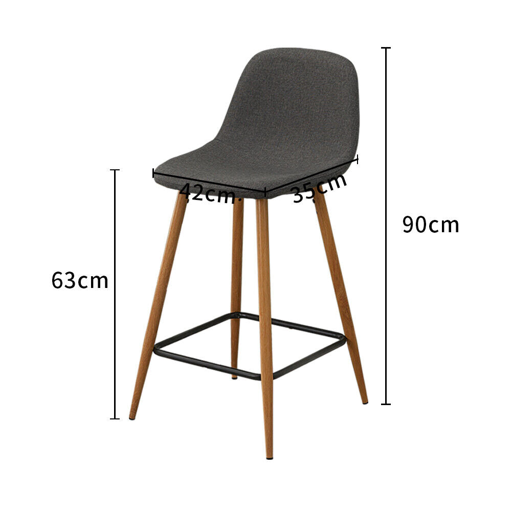 2X Bar Stools Fabric/Faux Leather Pub Chairs Breakfast Kitchen Metal Leg Modern