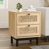 2 Straw Woven Drawer Bedside Table Chest of Drawers Storage Cabinet Furniture