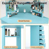 Corner Dressing Table with LED Lights Vanity Makeup Desk with Mirror & 5 Drawers
