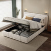 Upholstered Bed Ottoman Bed Frame Beige Fabric With Storage Double, No Mattress