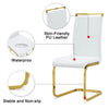 Dining Chairs Set of 4 Faux Leather Cantilever Chairs with Golden Metal Frame