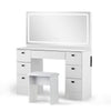 White Dressing Table Wood Makeup Desk with LED Mirror 7 Drawers Stool Bedroom