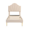3ft Velvet Upholstered Single Bed Frame with Headboard & Storage Bench, Beige