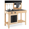 Kids Mud Kitchen Playset Wooden Pretend Play Kitchen Toy Set