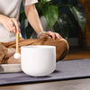 CVNC 432Hz 8" Quartz Crystal Singing Bowl Frosted Chakra for Sound Heal Bath