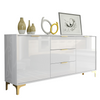 Luxury White High Gloss 140cm TV Unit I Stand Sideboard I Gold Finish Accents