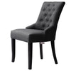 2x Dining Chairs Linen Fabric Studded Chairs Upholstered Accent Wooden Legs