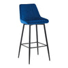 2X Blue Velvet Bar Stools Breakfast Pub Chair Kitchen Seat Height 75 cm