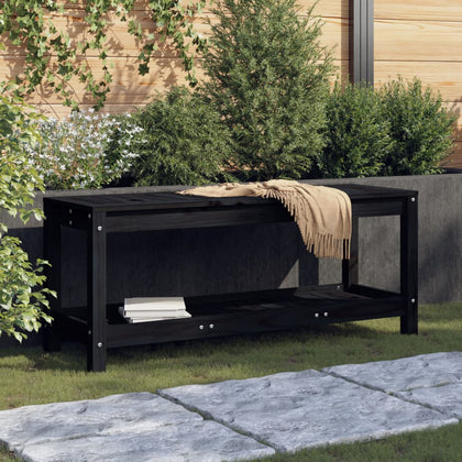 ARKEM Garden Black 108x35x45 Solid Wood Pine,Garden Wooden Seater R1C2