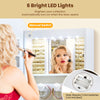 6 LEDs Mirror Jewelry Cabinet with Storage Shelves-White