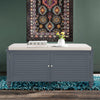 2-Door Storage Ottoman Stool Hallway Window Seat Wooden Shoe Bench with Cushion