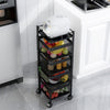 6 Tier Kitchen Rotating Storage Trolley Cart Utility Vegetable Mobile Shelf Ppfe