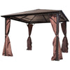 Alu Gazebo with Brown Side Curtain 300 x300cm Weather-resistant Patio Garde U6U7