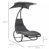 Rocking Outdoor Lounger, Padded Garden Pool Bed Chair w/ Canopy Umbrella - Grey