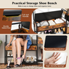 Hall Tree Coat Rack Shoe Storage Bench Lift Top Hooks Industrial Brown Steel