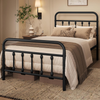 3Ft Single Bed Frame Vintage Iron Platform Bed with High Headboard and Footboard