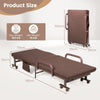 Portable Folding Guest Bed Adjustable Single Sleeper Bed w/ Mattress & Wheels