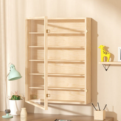 6-Tier Wall Mounted Collectible Rack Wooden Display Case for Minifigures