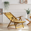 Folding Sun Lounger Garden Bamboo Chair Bed Outdoor Patio Recliner Headrest NEW