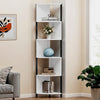 6-Tier Zigzag Corner Bookshelf, Freestanding Bookcase for Living Room, White