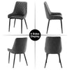 2x Grey Dining Chairs Faux Leather High Back Diamond Design Dinging Room