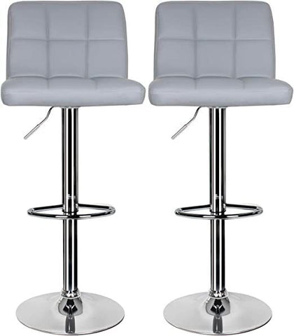 2 Pcs Bar Stools Armless Breakfast Bar Stools w/ Backrest Swivel Chrome Base PU