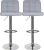 2 Pcs Bar Stools Armless Breakfast Bar Stools w/ Backrest Swivel Chrome Base PU