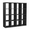 16 Shelf Bookcase Deluxe Chunky Storage Cube Wooden Display Unit Organiser Black