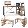 L-Shaped Corner Computer Desk Study Writing Table Workstation with Storage Shelf