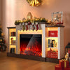 Electric Fireplace Flame Effect Heater,Timer&20 Color LED Light TV Cabinet Stora
