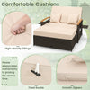 Outdoor Wicker Daybed Rattan Woven Loveseat Patio Sun Lounger w/ Storage Ottoman