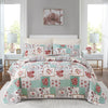 Flowers Patchwork Bedspread Quilted Coverlet Set Bedding Pillowcase Double Size