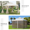 3 x 3(m) Garden Gazebo Double Top Gazebo Canopy w/ Mesh Cream White