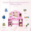 2 In 1 Kids Vanity Table Children Dressing Table Set w/ Mirror & Storage Shelves