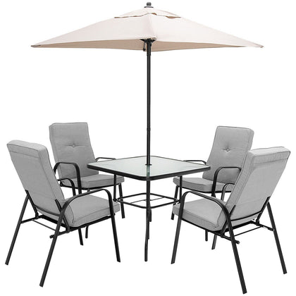 6 Pieces Patio Dining Set Outdoor Furniture Set w/ 4.2cm Umbrella Hole