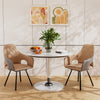 Set of 2 Swivel Dining Chairs with Arm Leather Accent Desk Chairs High Backrest