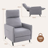 Push Back Recliner Chair Linen Fabric Reclining Armchair w/ Adjustable Backrest