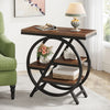 3-Tier End Table Wood Narrow Sofa Side Table with Storage Shelves, Rustic Brown