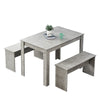 Modern 3Pcs Dining Bench Set Table+ 2 Chairs Dining Room Kitchen for Small Space