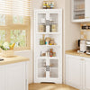 171cm Tall Corner Cabinet Space-saving Triangular Buffet Cabinet White