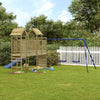 Lechnical Playhouse with Slide Swings Rockwall Impregnated Wood D6S0