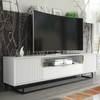200cm Loft Retro TV Unit | Milled Fronts | White Vintage Cabinet Cupboard Stand
