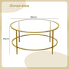 Round Coffee Table Home Office Stylish Tempered Glass Accent Side Table