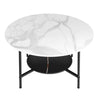 2 Tier Large Round Coffee Table White Sleek Marble Side Table Matt Black Frame