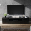 200cm High Gloss Black TV Stand Cabinet Unit Living Room Furniture with RGB LED