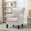 Chesterfield Linen Fabric Wing Back Chair QueenStyle Armchair Seat Backrest Sofa