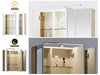 LED Bathroom Cabinet Mirror Wall Mounted 3 Doors Storage Cupboard Glass Shelf