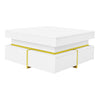 Modern High Gloss White Side Coffee Table with 2 Storage Drawers for Living Room