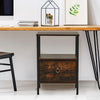2 PCS End Table Bedside Nightstand Desk Storage Cabinet with Shelf &Drawer Brown