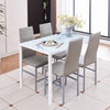 4pcs Grey High Back Faux Leather Dining Chairs Metal Legs Kitchen Dining Room